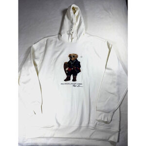 Polo Ralph Lauren Mens Big & Tall White Polo Bear Hoodie Fleece 3XLT NWT $198